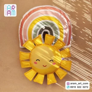 کوسن کودک مدل خورشید و رنگین کمان